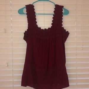 Deep red lace tank